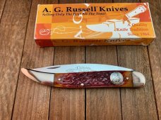 A.G. Russell Lowell Ark Texas Ranger Large Toothpick European Red Deer Jigged Bone 
