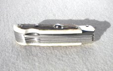 NOS FIRST RUN GENUINE STAG ITALIAN AKC AUTO SPEED HUNTER 3 BLADE WITH ORIGINAL SHEATH
