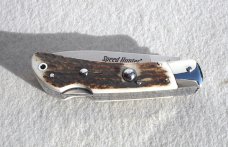 NOS FIRST RUN GENUINE STAG ITALIAN AKC AUTO SPEED HUNTER 3 BLADE WITH ORIGINAL SHEATH