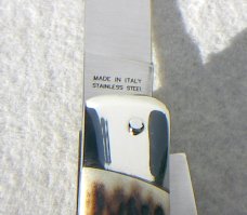 NOS FIRST RUN GENUINE STAG ITALIAN AKC AUTO SPEED HUNTER 3 BLADE WITH ORIGINAL SHEATH