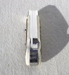 NOS FIRST RUN GENUINE STAG ITALIAN AKC AUTO SPEED HUNTER 3 BLADE WITH ORIGINAL SHEATH