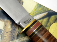 Marbles Gladstone Mich USA Stacked Leather Expert Fixed Blade Sheath Knife in Box c.1990's