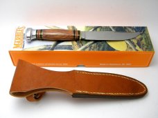 Marbles Gladstone Mich USA Tiger Wood & Aluminum Expert Fixed Blade Sheath Knife in Box c.1990's