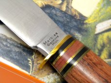 Marbles Gladstone Mich USA Tiger Wood & Aluminum Expert Fixed Blade Sheath Knife in Box c.1990's