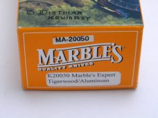 Marbles Gladstone Mich USA Tiger Wood & Aluminum Expert Fixed Blade Sheath Knife in Box c.1990's
