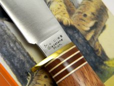 Marbles Gladstone Mich USA Tiger Wood & Aluminum Campcraft Fixed Blade Sheath Knife in Box c.1990's