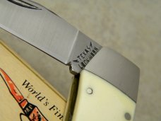 Case XX SS USA 9 Dot (1981) White Texas Lockhorn Double Lockback Knife & Pouch in Box Case XX SS USA 9 Dot (1981) White Texas Lockhorn Double Lockback Knife & Pouch in Box