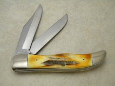 Case XX Stainless USA 3 Dot (1977) Stag 5265 SAB SSP Blue Scroll Folding Hunter Knife Case XX Stainless USA 3 Dot (1977) Stag 5265 SAB SSP Blue Scroll Folding Hunter Knife