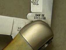 Case XX Stainless USA 3 Dot (1977) Stag 5265 SAB SSP Blue Scroll Folding Hunter Knife Case XX Stainless USA 3 Dot (1977) Stag 5265 SAB SSP Blue Scroll Folding Hunter Knife