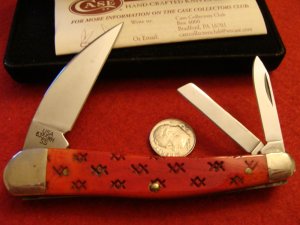 Case Wharncliffe Seahorse Whittler 6355WH SS 2003 Red Bone Handles