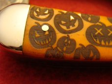 Case Halloween Trapper #6254 SS "Pumpkin Carver" with Etched Orange Bone Handles 2006 Case Halloween Trapper #6254 SS "Pumpkin Carver" with Etched Orange Bone Handles 2006