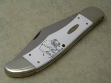 Case XX USA 3 Dot (1997) Bison Scrimshawed White Composition 4165 1/2 SS Folding Hunter Knife Case XX USA 3 Dot (1997) Bison Scrimshawed White Composition 4165 1/2 SS Folding Hunter Knife