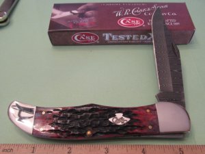 Case XX 2018 Damascus ,Crimson Bone Folding Hunter Pattern # 6165 Dam 