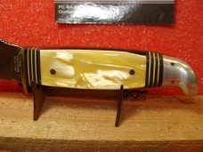 WESTERN BOULDER COLO. 1928-31 SHEATH KNIFE HUNTER CRACKED ICE CELLULOID HANDLES LEATHER SHEATH WESTERN BOULDER COLO. 1928-31 SHEATH KNIFE HUNTER CRACKED ICE CELLULOID HANDLES LEATHER SHEATH