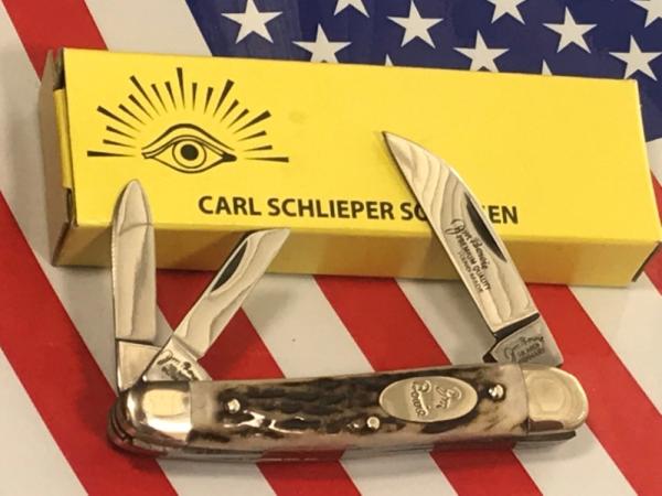 Carl Schlieper / German Eye Brand -Hand Made Jim Bowie Whittler Pocket Knife +Nice Stag Handles -NOS Carl Schlieper / German Eye Brand -Hand Made Jim Bowie Whittler Pocket Knife +Nice Stag Handles -NOS