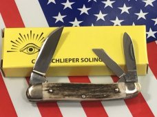 Carl Schlieper / German Eye Brand -Hand Made Jim Bowie Whittler Pocket Knife +Nice Stag Handles -NOS Carl Schlieper / German Eye Brand -Hand Made Jim Bowie Whittler Pocket Knife +Nice Stag Handles -NOS