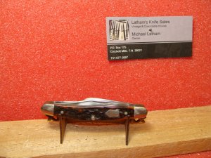 WESTERN BOULDER COLO. 1950-61 MEDIUM 3 3/8" STOCKMAN  BROWN BOVINE BONE HANDLES