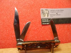 WESTERN BOULDER COLO. 1950-61 MEDIUM 3 3/8" STOCKMAN  BROWN BOVINE BONE HANDLES