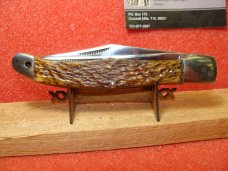 WESTERN BOULDER COLO. 1950-61 FOLDING HUNTER 5 1/8" BRASS LINERS BROWN BOVINE BONE HANDLES