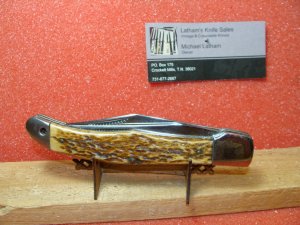 WESTERN BOULDER COLO. 1950-61 FOLDING HUNTER 5 1/8" NICKEL SILVER LINERS LIGHT BROWN BONE HANDLES