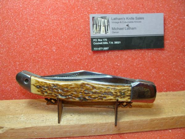 WESTERN BOULDER COLO. 1950-61 FOLDING HUNTER 5 1/8" NICKEL SILVER LINERS LIGHT BROWN BONE HANDLES WESTERN BOULDER COLO. 1950-61 FOLDING HUNTER 5 1/8" NICKEL SILVER LINERS LIGHT BROWN BONE HANDLES