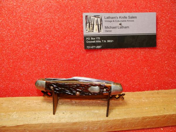 WESTERN BOULDER COLO. 1950-61 MEDIUM 3 3/8" STOCKMAN  658 BROWN BOVINE BONE HANDLES