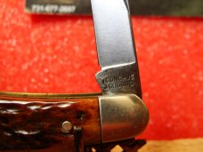 WESTERN BOULDER COLO. 1950-61 MEDIUM 3 3/8" STOCKMAN  658 BROWN BOVINE BONE HANDLES