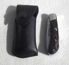 NOS CLASSIC ITALIAN AKC AUTO SPEED HUNTER FIRST RUN 2 BLADE WITH SAW, BRAZILIAN HORN WITH SHEATH