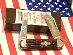 Schatt & Morgan Baby SunFish Pocket Knife -Gorgeous Red Bone Handles & Schatt Morgan Fancy Bolsters