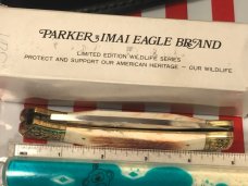 Vint Parker IMAI K-539 Lockback Hunter Knife w A Grizzly Bear Blade Etching -Orig Sheath & Box -NOS Vint Parker IMAI K-539 Lockback Hunter Knife w A Grizzly Bear Blade Etching -Orig Sheath & Box -NOS