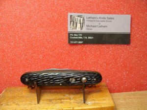 SCHRADE CUT CO. WALDEN NY 1916-46 DOUBLE BUTTON 3 3/4" AUTOMATIC KNIFE JIGGED BLACK COMPOSITION 