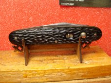SCHRADE CUT CO. WALDEN NY 1916-46 DOUBLE BUTTON 3 3/4" AUTOMATIC KNIFE JIGGED BLACK COMPOSITION SCHRADE CUT CO. WALDEN NY 1916-46 DOUBLE BUTTON 3 3/4" AUTOMATIC KNIFE JIGGED BLACK COMPOSITION