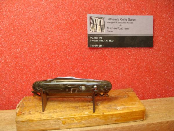 SCHRADE CUT CO. WALDEN NY 1916-46 DOUBLE BUTTON 3 3/8" AUTOMATIC KNIFE MIXED COLOR CELLULOID 