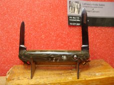 SCHRADE CUT CO. WALDEN NY 1916-46 DOUBLE BUTTON 3 3/8" AUTOMATIC KNIFE MIXED COLOR CELLULOID 