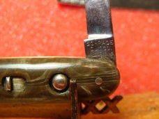 SCHRADE CUT CO. WALDEN NY 1916-46 DOUBLE BUTTON 3 3/8" AUTOMATIC KNIFE MIXED COLOR CELLULOID 