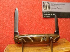 SCHRADE CUT CO. WALDEN NY 1916-46 DOUBLE BUTTON 3 3/8" AUTOMATIC KNIFE MIXED COLOR CELLULOID 