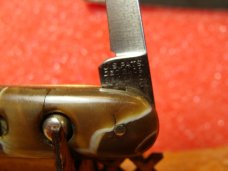 SCHRADE CUT CO. WALDEN NY 1916-46 DOUBLE BUTTON 3 3/8" AUTOMATIC KNIFE MIXED COLOR CELLULOID 