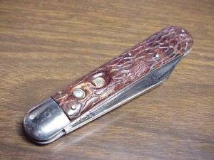 Vintage Presto Model 3000 Hunter Switchblade Brain Wormgroove scales 1940s
