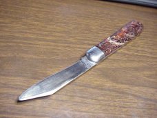 Vintage Presto Model 3000 Hunter Switchblade Brain Wormgroove scales 1940s Vintage Presto Model 3000 Hunter Switchblade Brain Wormgroove scales 1940s