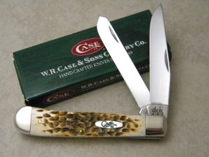 Case XX USA 6254 Amber Bone Trapper Knife 2005 NIB
