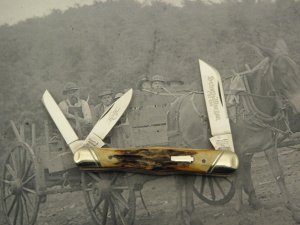 Schatt & Morgan, Keystone Series XV Sambar Stag Split Back Spring Carpenter’s  Whittler #033448: 200