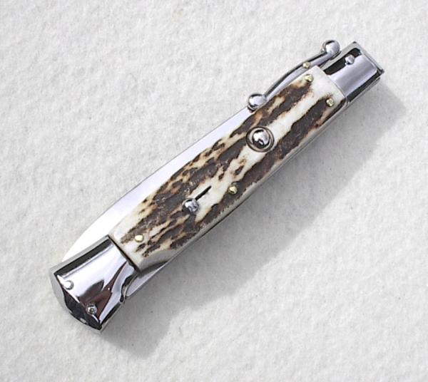 ITALIAN STILETTO 9" GENUINE STAG SWING GUARD KNIFE
