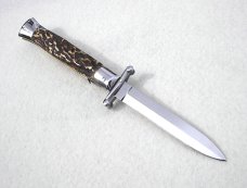 ITALIAN STILETTO 9" GENUINE STAG SWING GUARD KNIFE