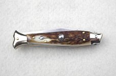 VINTAGE BELTRAME GENUINE STAG 20cm FISH STYLE  ( PICKLOCK ) NICKEL SILVER BOLSTERS ITALIAN STILETTO 