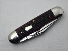 Schatt & Morgan, Keystone Series XVII Timeworn Red Jigged Bone Rail Splitter #044163: 2007 Schatt & Morgan, Keystone Series XVII Timeworn Red Jigged Bone Rail Splitter #044163: 2007