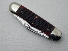 Schatt & Morgan, Keystone Series XVII Timeworn Red Jigged Bone Rail Splitter #044163: 2007 Schatt & Morgan, Keystone Series XVII Timeworn Red Jigged Bone Rail Splitter #044163: 2007