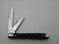 Schatt & Morgan, Keystone Series XVII Timeworn Red Jigged Bone Horticulturists knife #042197: 2007 Schatt & Morgan, Keystone Series XVII Timeworn Red Jigged Bone Horticulturists knife #042197: 2007