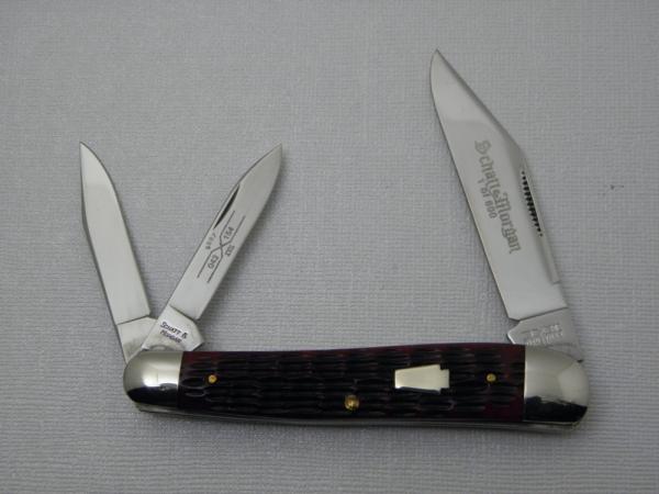 Schatt & Morgan, Keystone Series XVII Timeworn Red Jigged Bone Dogleg Whittler #043154: 2007 Schatt & Morgan, Keystone Series XVII Timeworn Red Jigged Bone Dogleg Whittler #043154: 2007