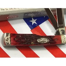 Case xx 1987 GunStock Knife w/ Brilliant Red Jigged Bone Handles +Fancy Scroll Bolsters -NOS & MINT! Case xx 1987 GunStock Knife w/ Brilliant Red Jigged Bone Handles +Fancy Scroll Bolsters -NOS & MINT!