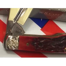 Case xx 1987 GunStock Knife w/ Brilliant Red Jigged Bone Handles +Fancy Scroll Bolsters -NOS & MINT! Case xx 1987 GunStock Knife w/ Brilliant Red Jigged Bone Handles +Fancy Scroll Bolsters -NOS & MINT!